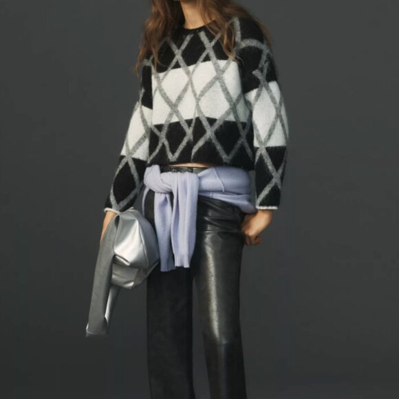 Anthropologie Sweaters - Anthropologie Lili Sidonio Plaid Fuzzy Sweater New With Tags